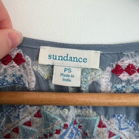 Sundance Blue Gray Dress with Tribal Embroidery - Picture 3 of 8